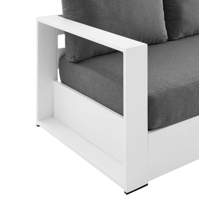 Tahoe Outdoor Patio Powder-Coated Aluminum Sofa in White Charcoal