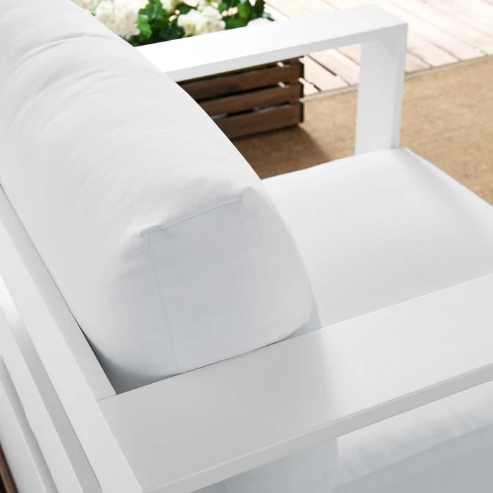 Tahoe Outdoor Patio Powder-Coated Aluminum Armchair in White White
