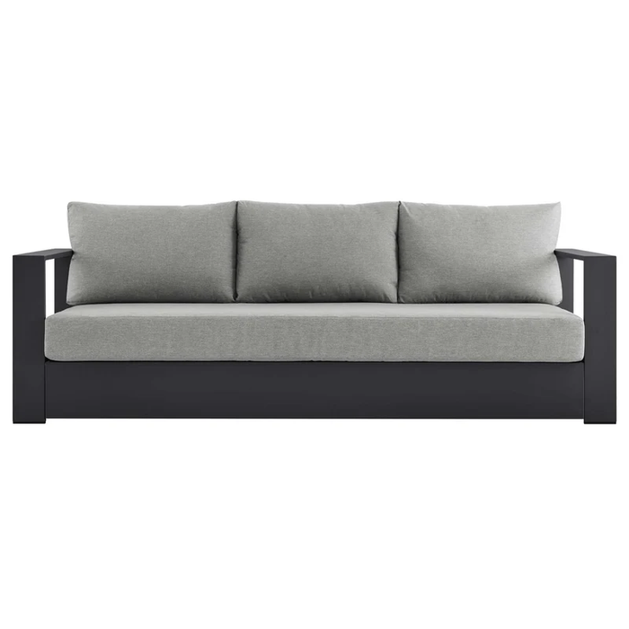Tahoe Outdoor Patio Powder-Coated Aluminum Sofa in Gray Gray