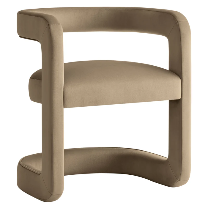 Winslow Barrel Performance Velvet Dining Chair in Taupe