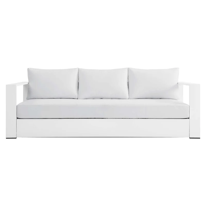 Tahoe Outdoor Patio Powder-Coated Aluminum Sofa in White White