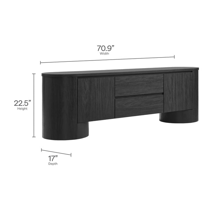 Duval 71 Inch Oval TV Cabinet in Black