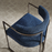 Huron Curved Back Fabric and Metal Dining Accent Chair in Silver Navy