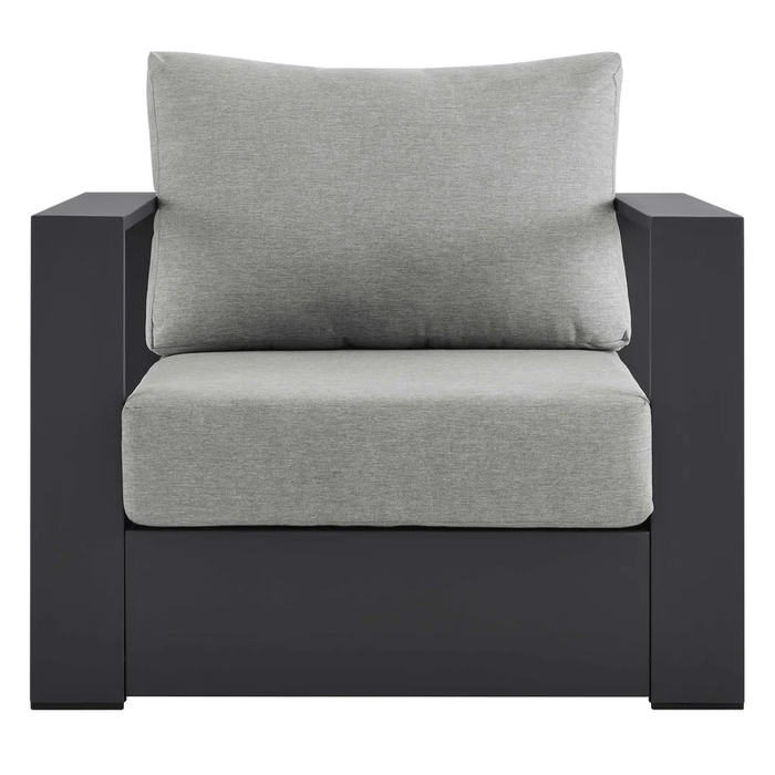 Tahoe Outdoor Patio Powder-Coated Aluminum Armchair in Gray Gray