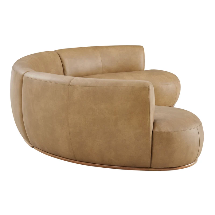 Rialta 3 Piece Curved Vegan Leather Sectional Sofa in Toast