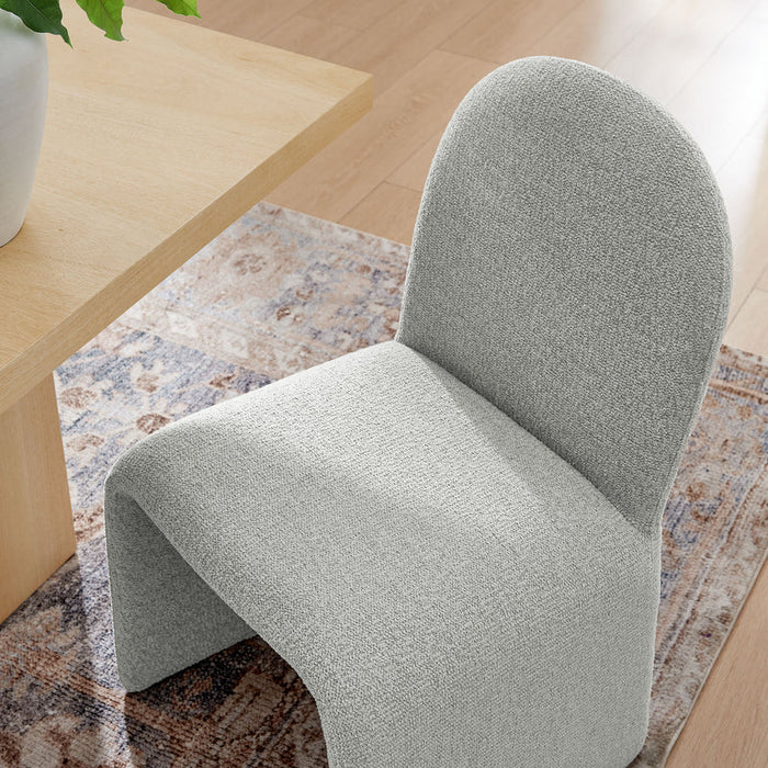Junia Boucle Upholstered Arch Armless Dining Chair in Dove Gray