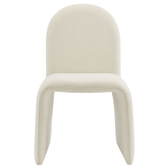 Junia Boucle Upholstered Arch Armless Dining Chair in Cream