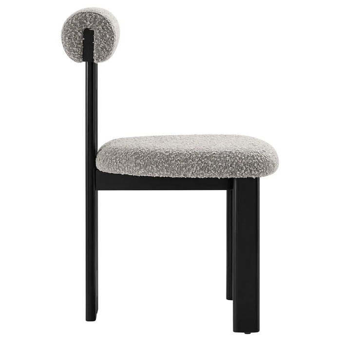 Torian Boucle Fabric Dining Chair Set of 2 in Wenge Taupe