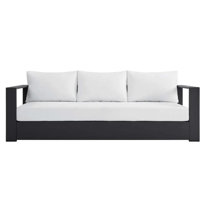 Tahoe Outdoor Patio Powder-Coated Aluminum Sofa in Gray White