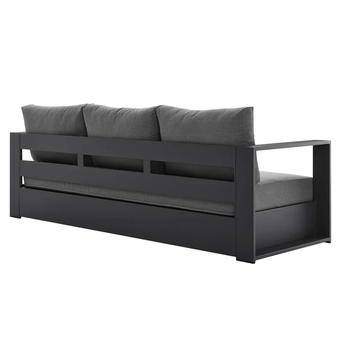 Tahoe Outdoor Patio Powder-Coated Aluminum Sofa in Gray Charcoal