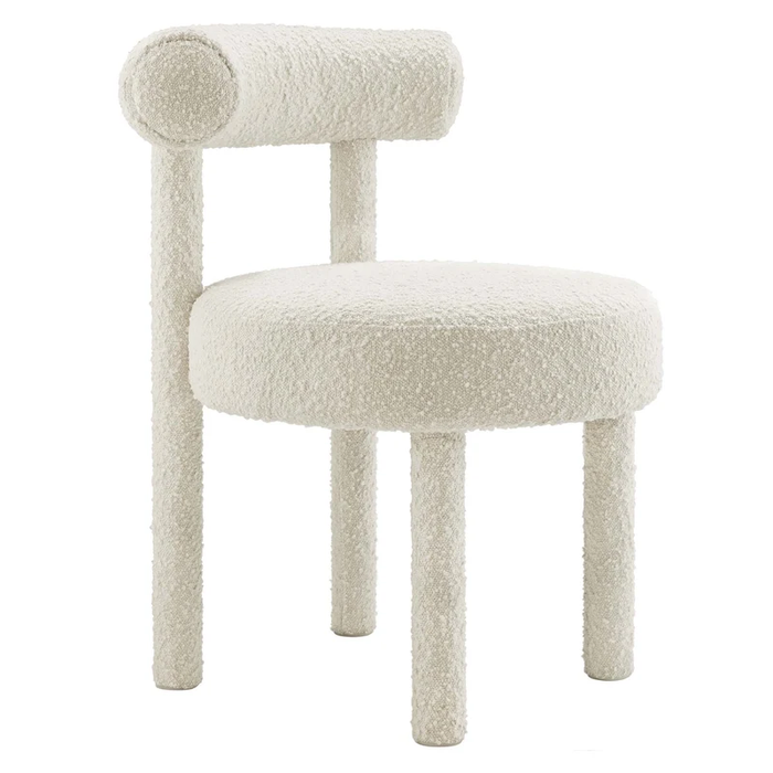 Toulouse Boucle Fabric Dining Chair Set of 2 in Ivory