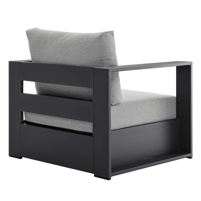 Tahoe Outdoor Patio Powder-Coated Aluminum Armchair in Gray Gray