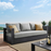 Tahoe Outdoor Patio Powder-Coated Aluminum Sofa in Gray Gray