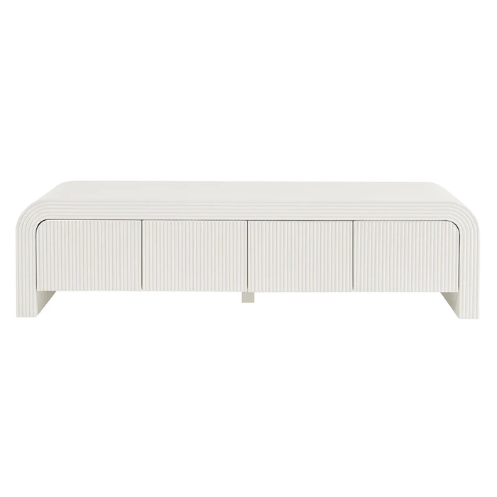 Waterflute 68" Fluted TV Stand in White Matte