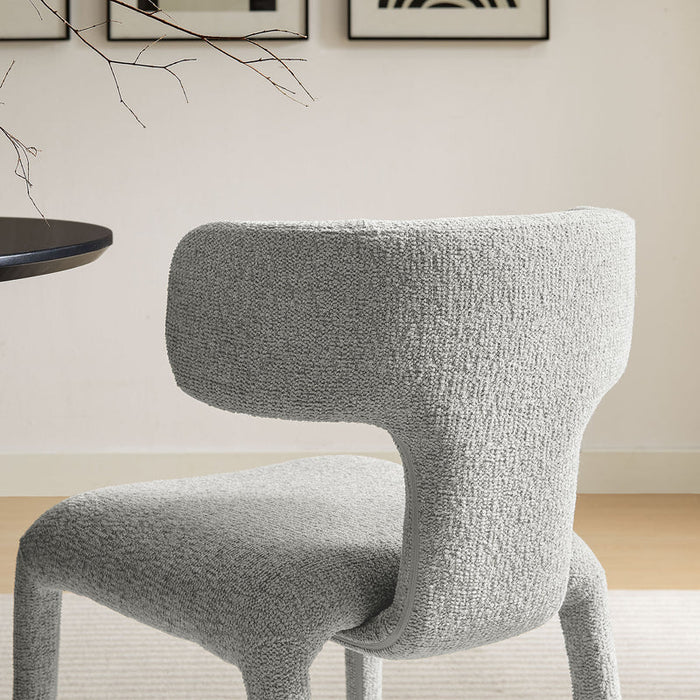 Stellan Curved Back Boucle Upholstered Dining Chair in Dove Gray Set of Two
