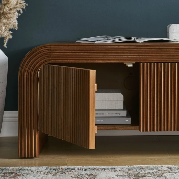 Waterflute 68" Fluted TV Stand in Walnut
