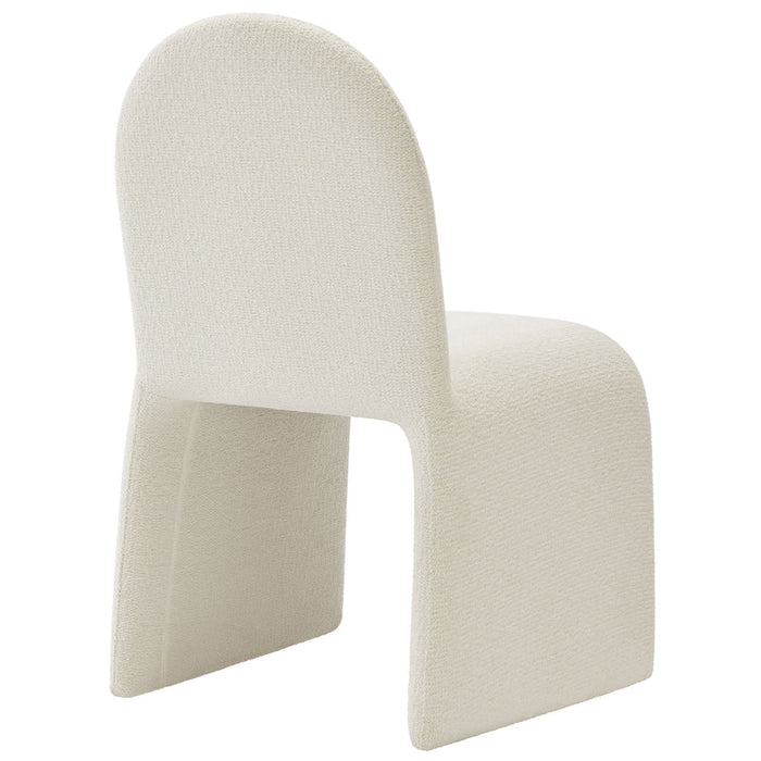 Junia Boucle Upholstered Arch Armless Dining Chair in Cream