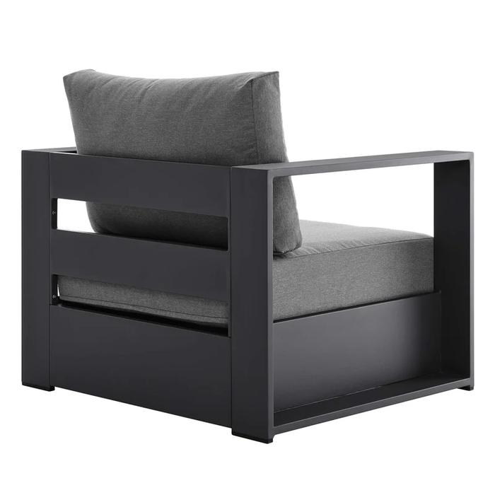 Tahoe Outdoor Patio Powder-Coated Aluminum Armchair in Gray Charcoal