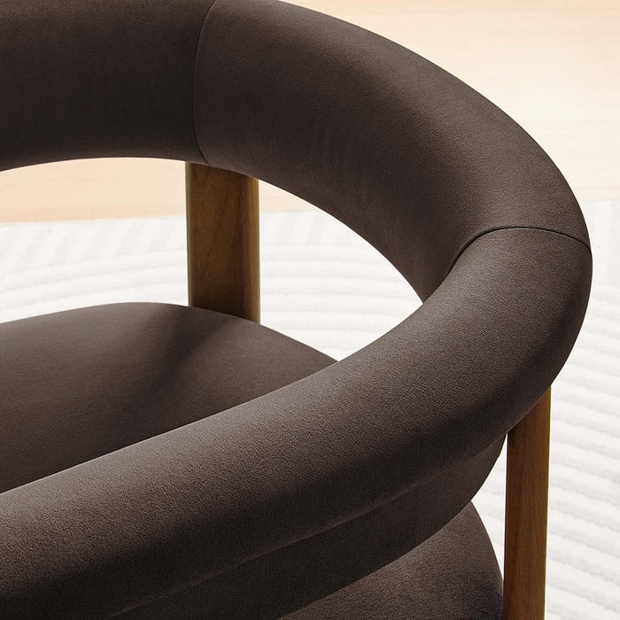 Imogen Performance Velvet Barrel Dining Chairs Set of 2 in Chocolate Brown Deep Brown
