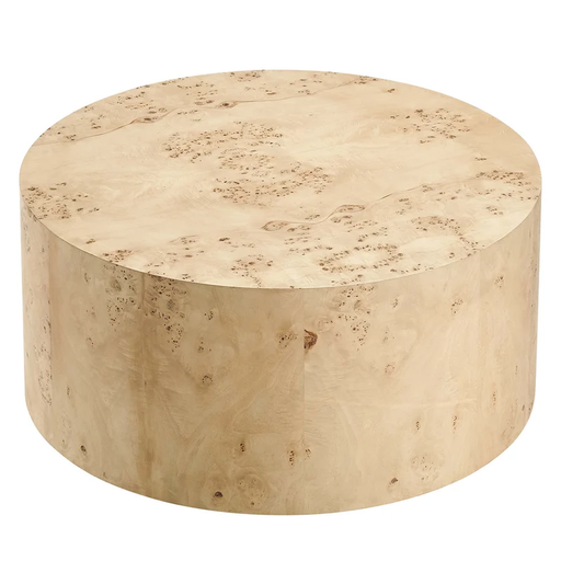 Cosmos 35" Round Burl Wood Coffee Table in Natural Burl