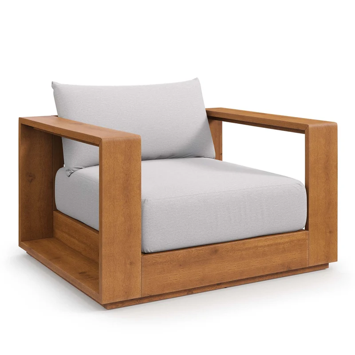 Tahoe Outdoor Patio Acacia Wood Chair in Natural Light Gray