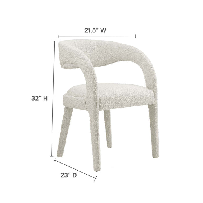 Pinnacle Boucle Upholstered Dining Chair Set of 2 in Ivory
