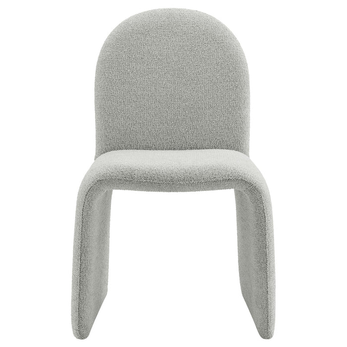 Junia Boucle Upholstered Arch Armless Dining Chair in Dove Gray