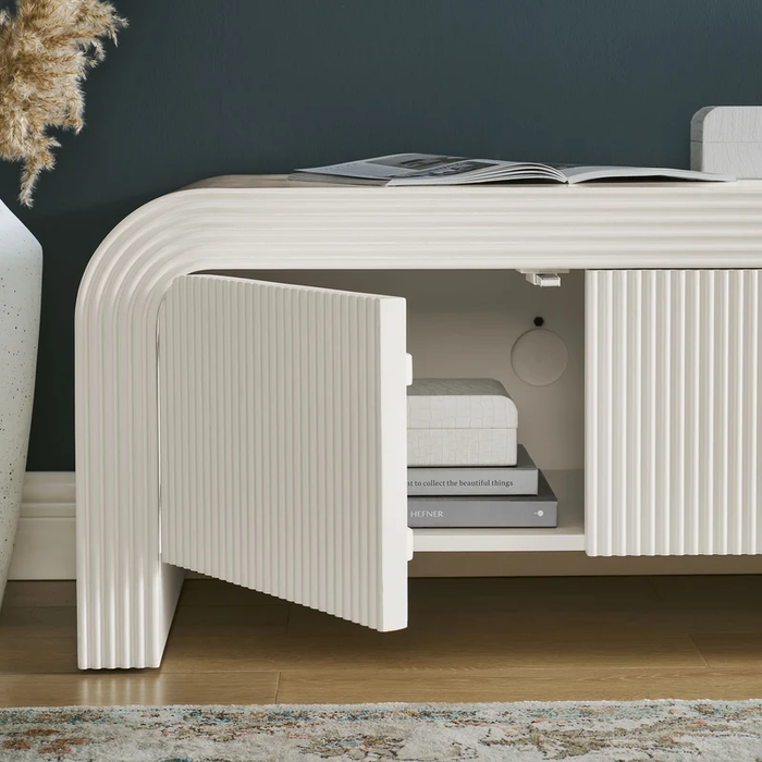 Waterflute 68" Fluted TV Stand in White Matte
