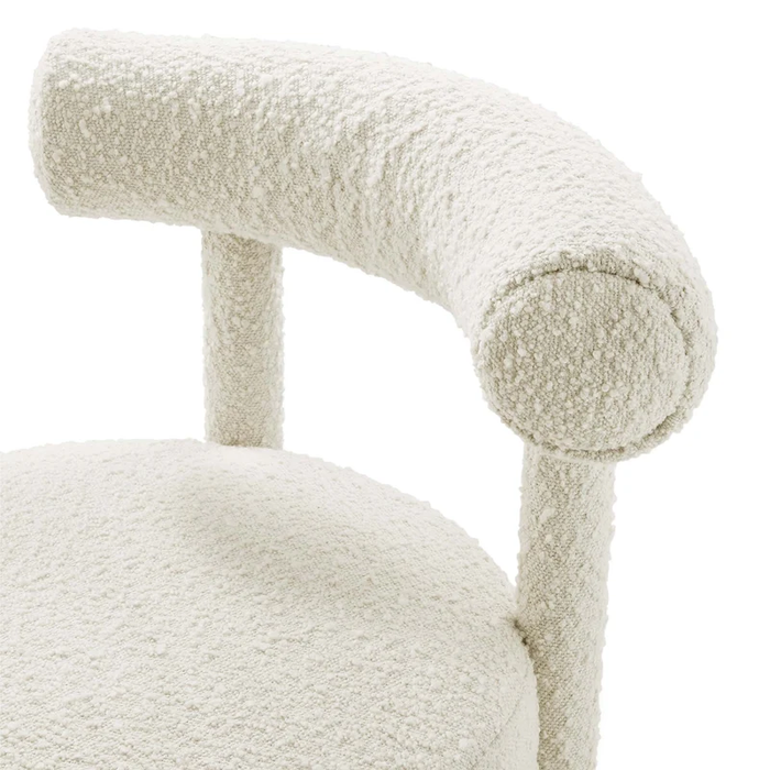 Toulouse Boucle Fabric Dining Chair Set of 2 in Ivory