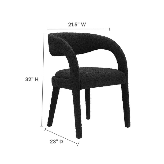 Pinnacle Boucle Upholstered Dining Chair Set of 2 in Black