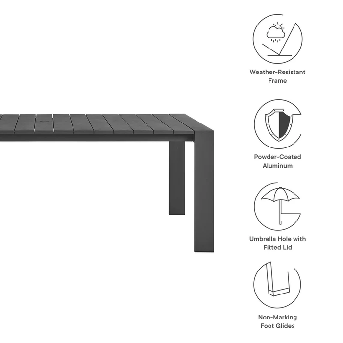Tahoe 9-Piece Outdoor Patio Aluminum Dining Set in Gray Charcoal