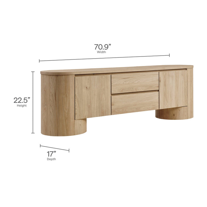 Duval 71 Inch Oval TV Cabinet in Light Oak