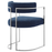 Huron Curved Back Fabric and Metal Dining Accent Chair in Silver Navy