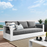 Tahoe Outdoor Patio Powder-Coated Aluminum Sofa in White Charcoal