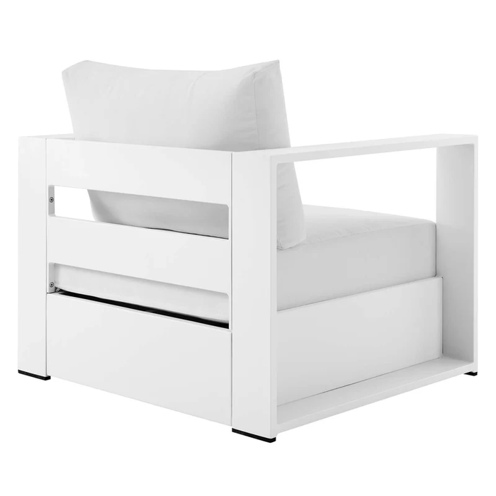 Tahoe Outdoor Patio Powder-Coated Aluminum Armchair in White White
