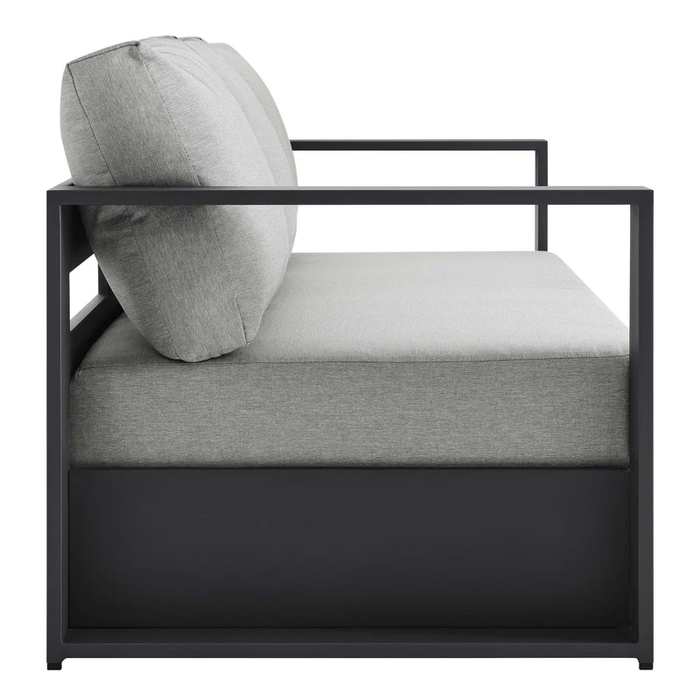 Tahoe Outdoor Patio Powder-Coated Aluminum Sofa in Gray Gray