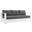 Tahoe Outdoor Patio Powder-Coated Aluminum Sofa in White Charcoal