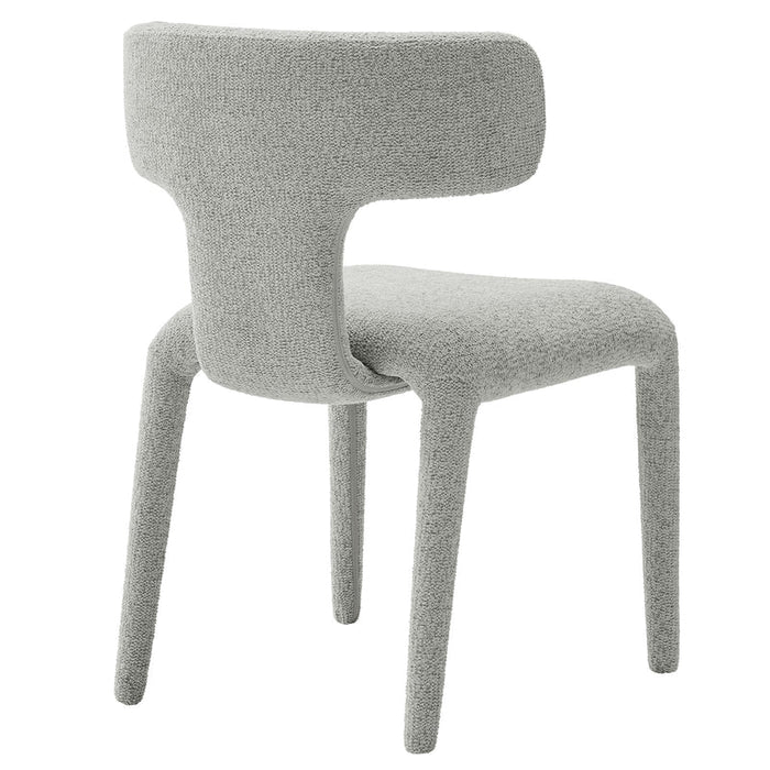 Stellan Curved Back Boucle Upholstered Dining Chair in Dove Gray Set of Two