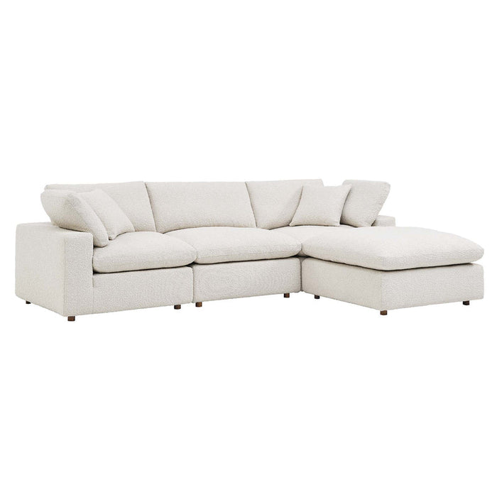 Commix 4-Piece Down Filled Overstuffed Boucle Fabric Sectional Sofa in Ivory