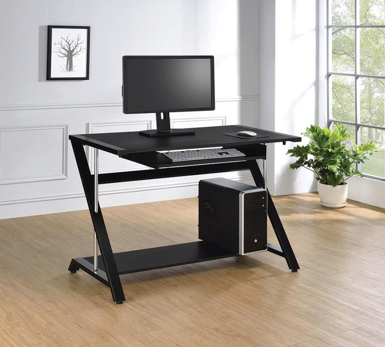 Coaster Black Desk with Moniter and Computer
