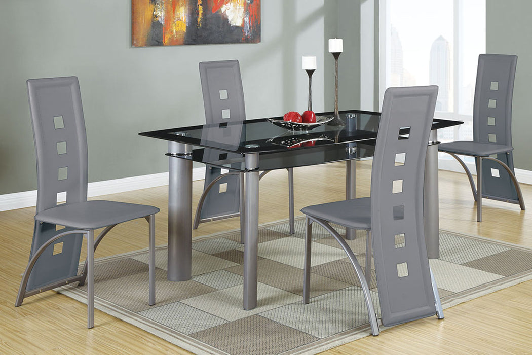 F2212 Dining Table with Gray Chairs