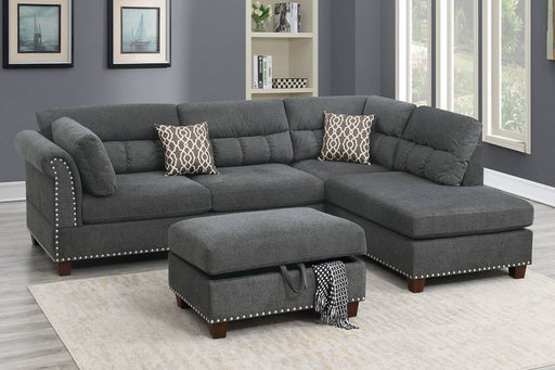 F6417 Slate Reversible Sectional with Storage Ottoman