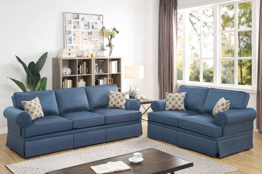 F6443 Blue Sofa and Loveseat Set